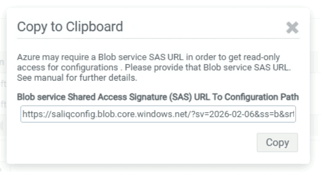 Copied the encrypted credentials to connect to the Azure storage accounts.