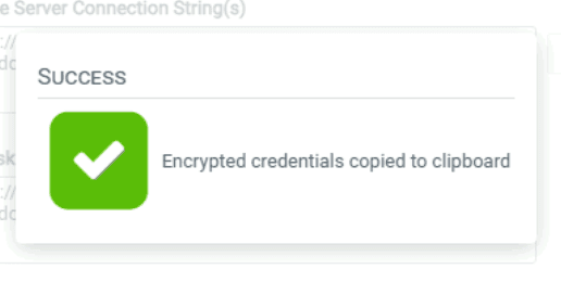 Copied the encrypted connection string.